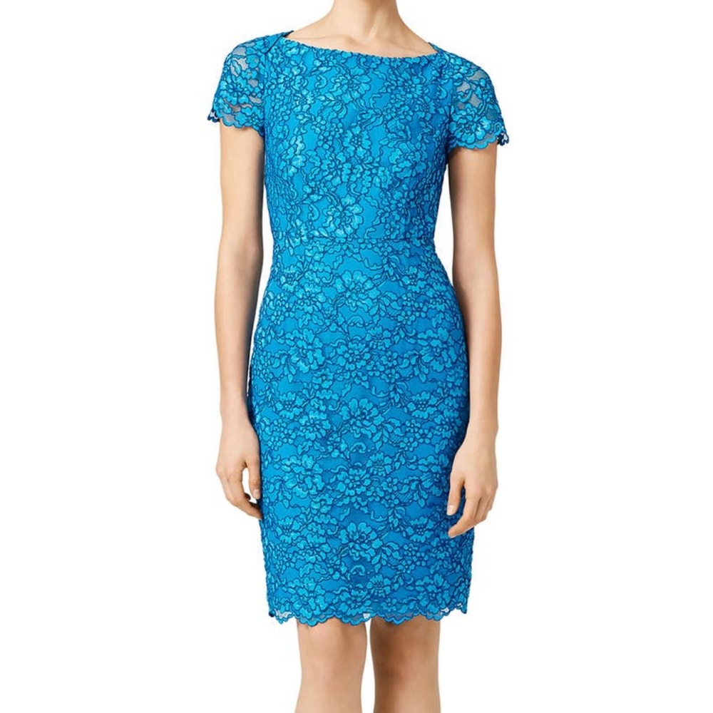 Diane von furstenberg turquoise blue flower lace dress size 6